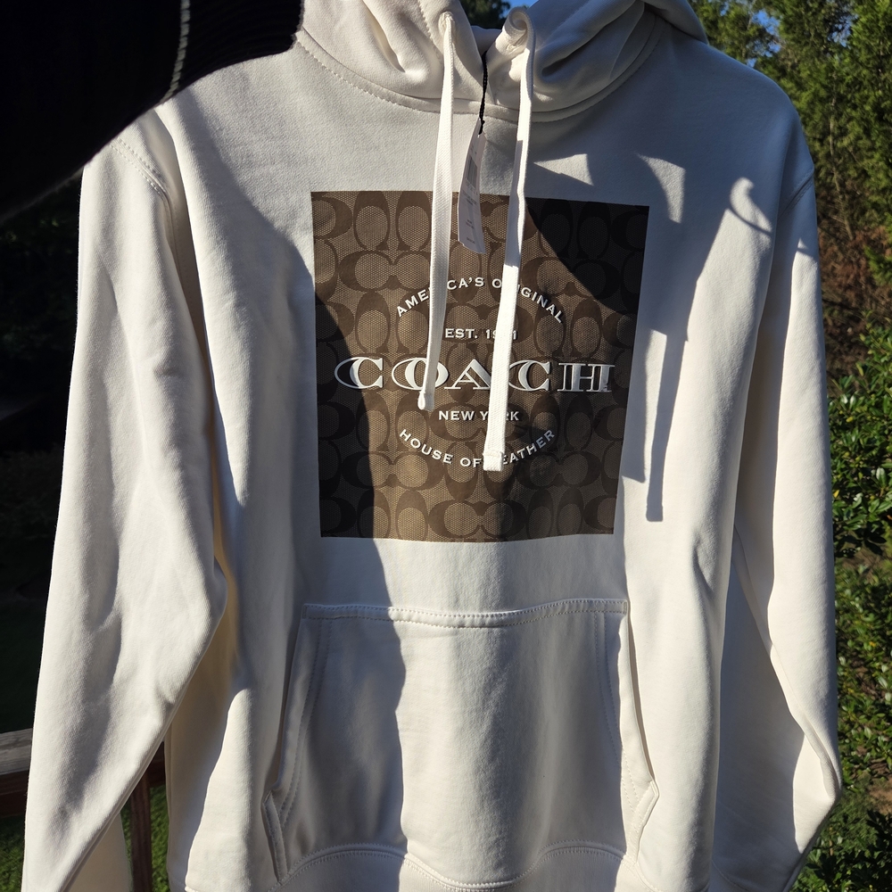 New Coach Women's Cream Hoodie - Picture 3 of 6